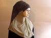 Beige color double striped style 2 piece hijab 5